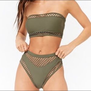 Fishnet & Solid Bikini Bottom